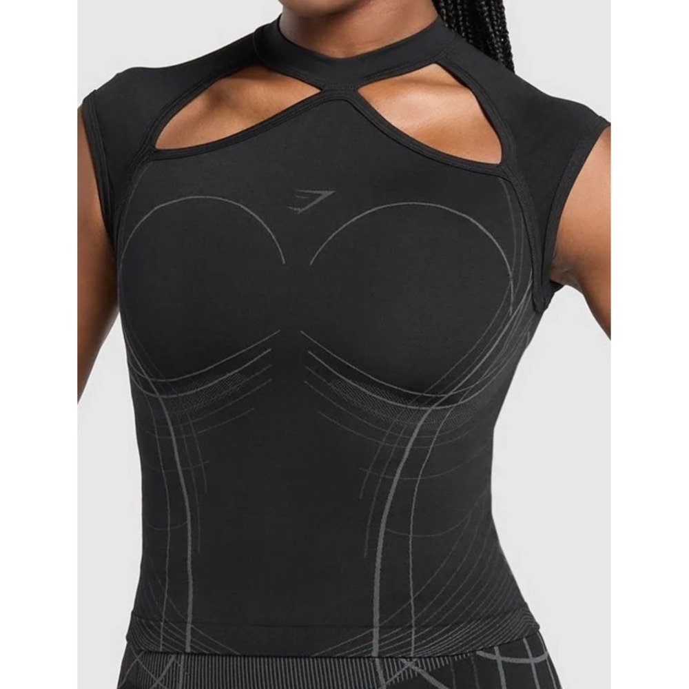 GYMSHARK APEX SEAMLESS MIDI T-SHIRT BLACK Size Small